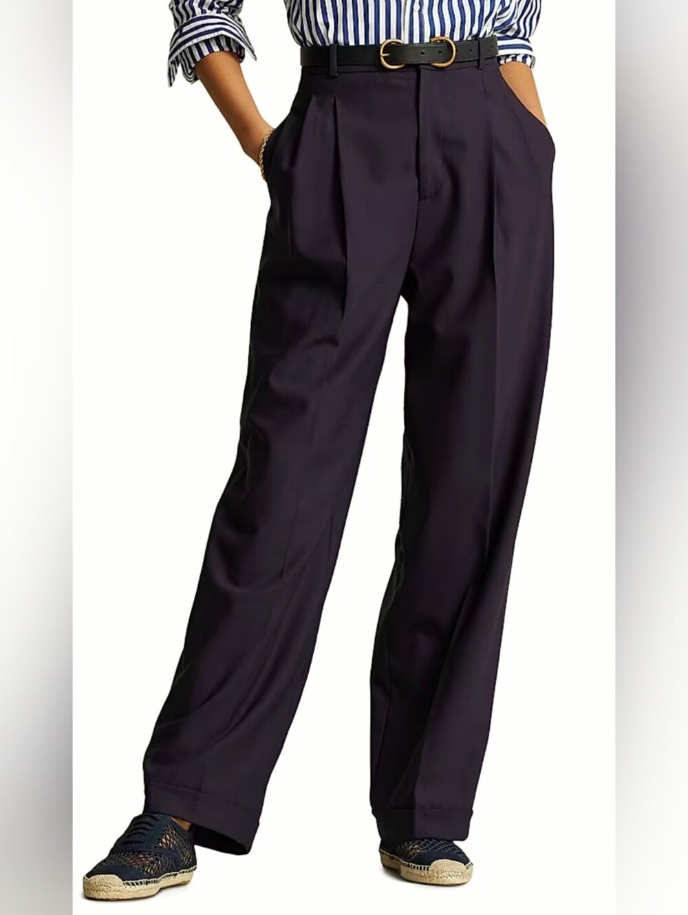 Wide Leg Women's Trousers in Navy - Unbranded